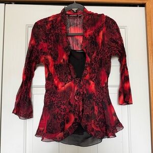 Notations Y2K Whimsical Goth Babydoll Ruffle Shirt Set